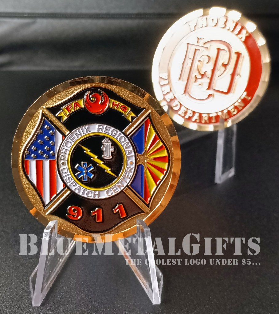 Phoenix Fire Department challenge coin from BlueMetalGifts.com