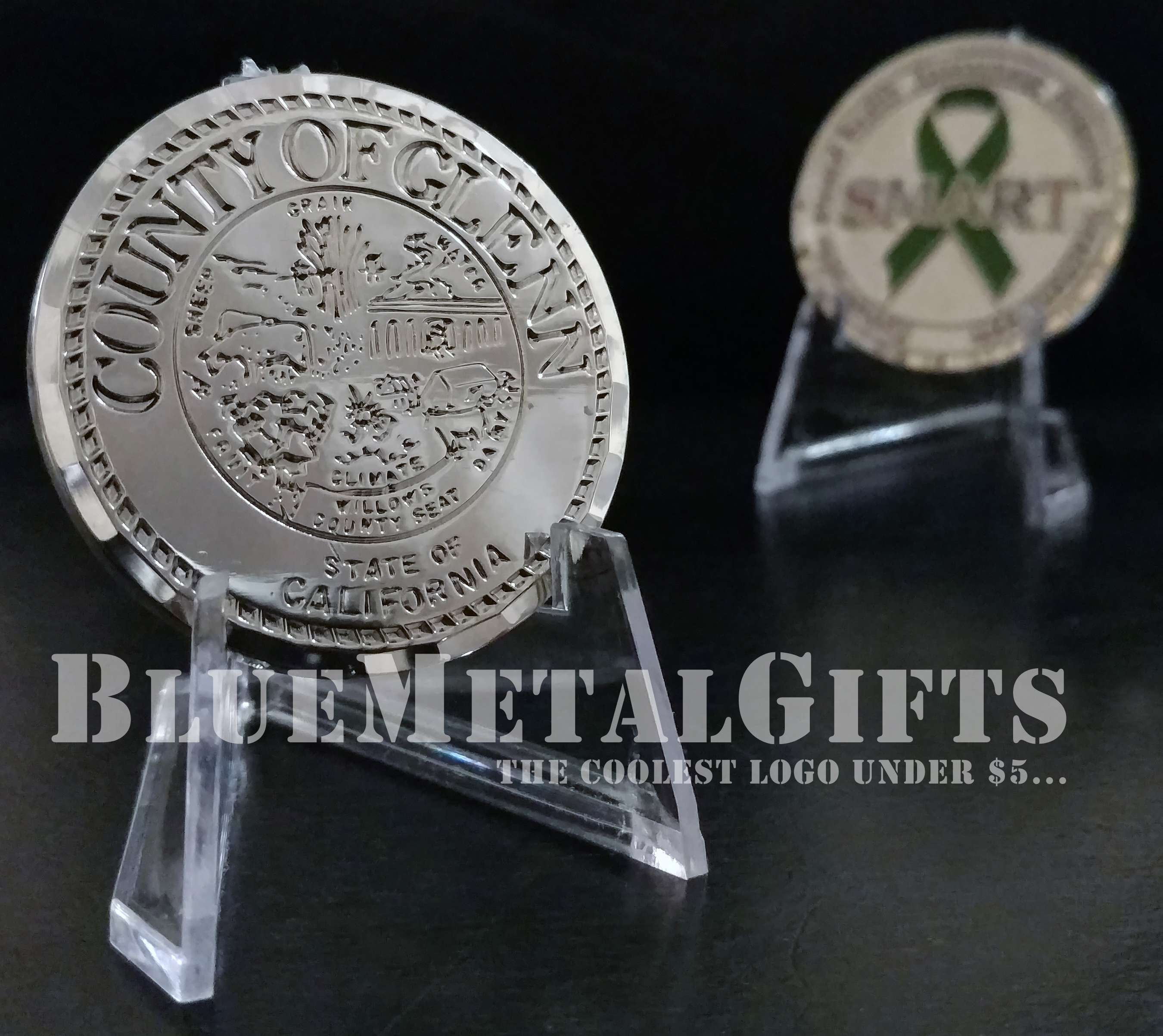 County of Glenn, State of California challenge coin SMART Team from BlueMetalGifts.com