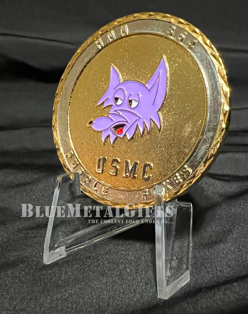 Purple Foxes Memorial coin; challenge coin from BlueMetalGifts.com