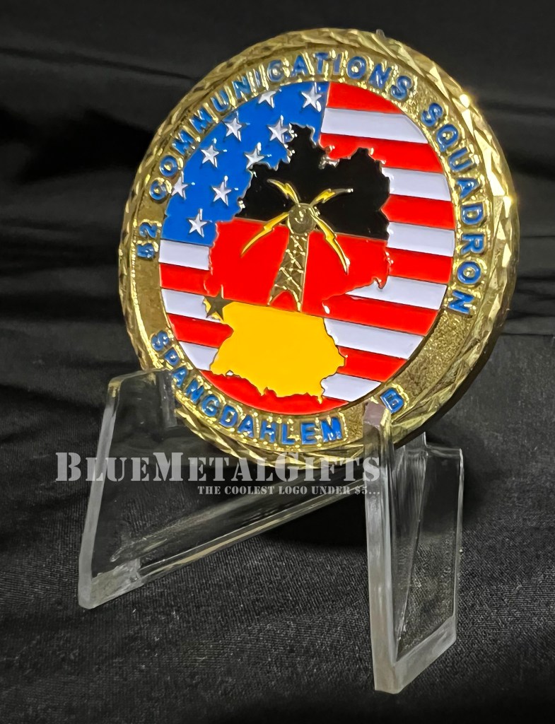 52 Saber Comm Challenge Coin 52 Communications Squadron Spangdahlem Air Base AB Germany US USA US flag German flag Wire Up, Fired UP!  www.bluemetalgifts.com
BlueMetalGifts.com