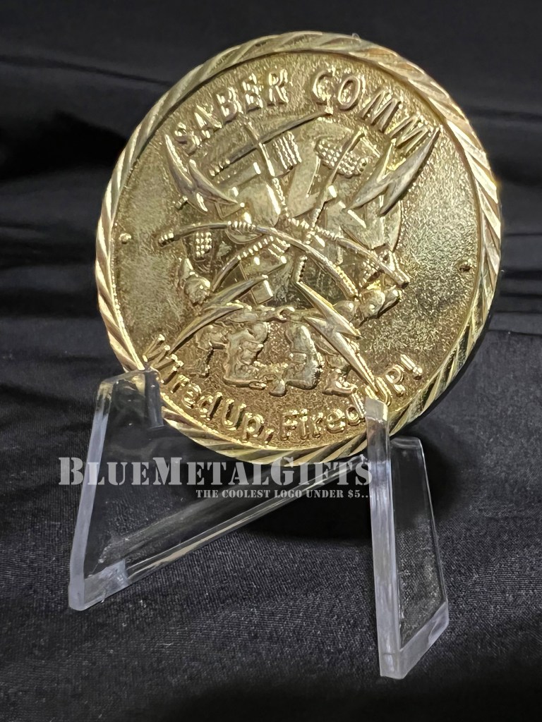 52 Saber Comm Challenge Coin 52 Communications Squadron Spangdahlem Air Base AB Germany US USA US flag German flag Wire Up, Fired UP!  www.bluemetalgifts.com
BlueMetalGifts.com