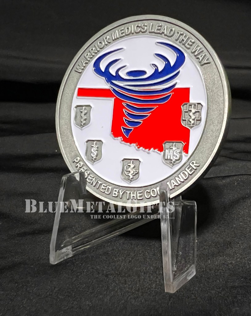 72D Medical Operations Squadron Challenge Coin Warrior Medica Lead the Way Presented by the Commander OK Tinker Air Force Base, Oklahoma Tinker AFB OK medical cross BlueMetalGifts.com www.bluemetalgifts.com