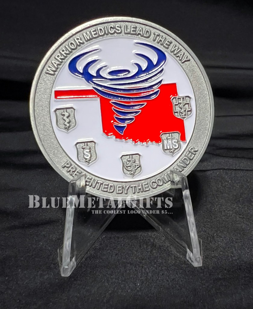 72D Medical Operations Squadron Challenge Coin Warrior Medica Lead the Way Presented by the Commander OK Tinker Air Force Base, Oklahoma Tinker AFB OK medical cross BlueMetalGifts.com www.bluemetalgifts.com