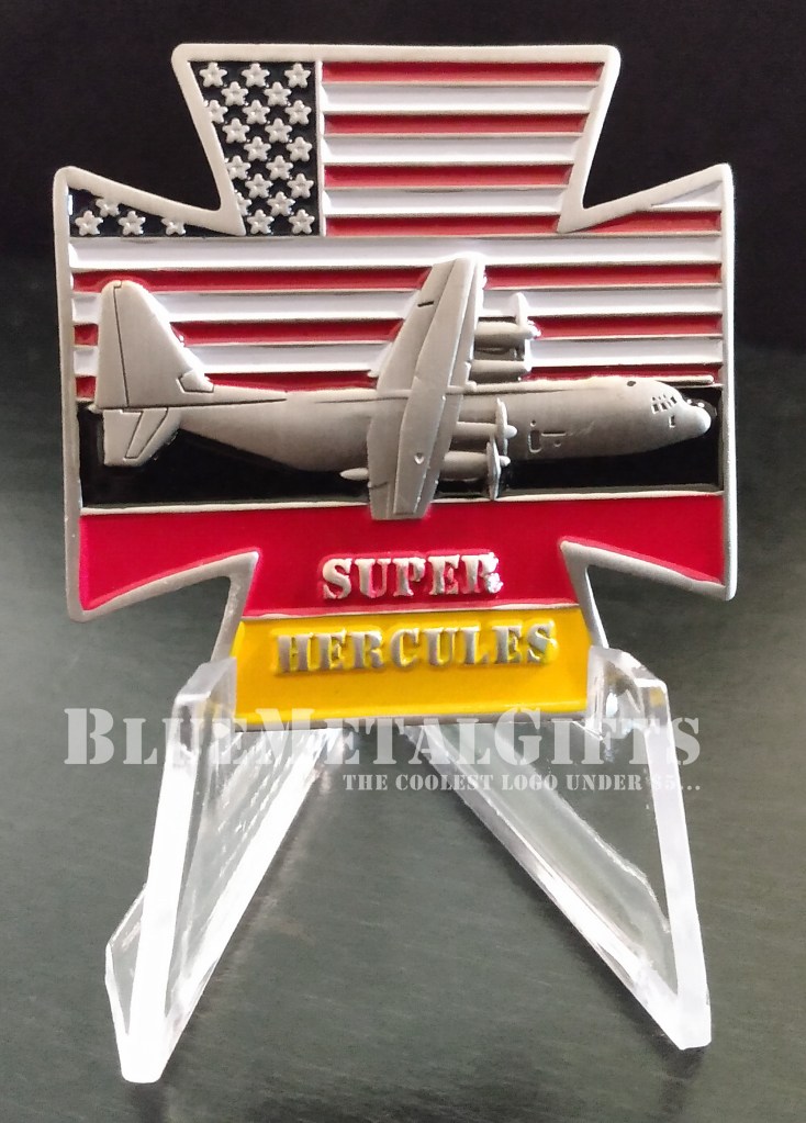 C130J USA and Germany, cross-shaped Challenge coin from BlueMetalGifts.com